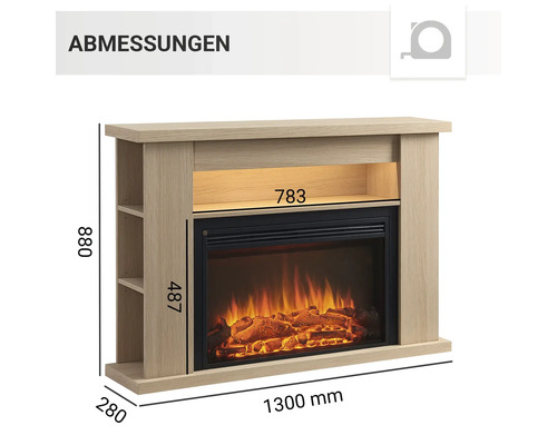 Elektrische haard Balderia Ruby licht eiken 2000 watt