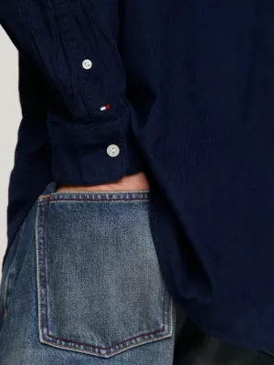 Camisa de veludo cotelê texturizado de corte regular