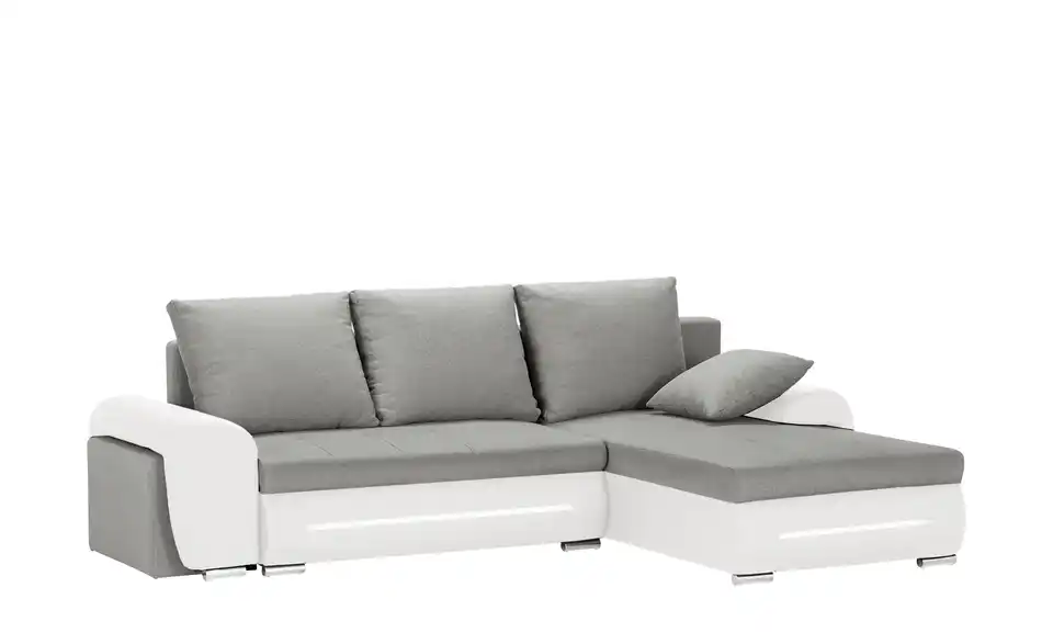 Ecksofa Emma rechts Weiß, Hellgrau