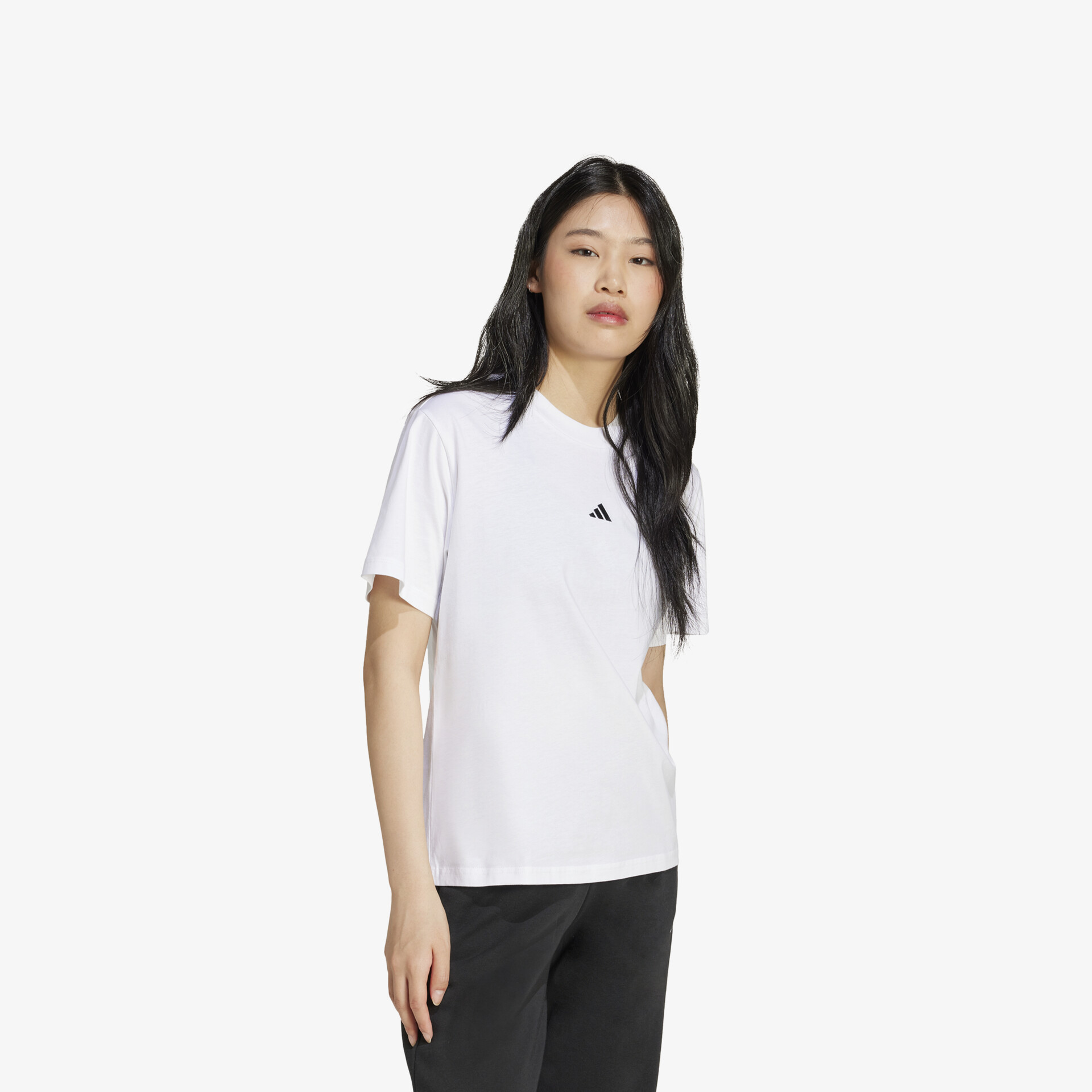 adidas Essentials Small Logo Cotton Damen T-Shirt weiß