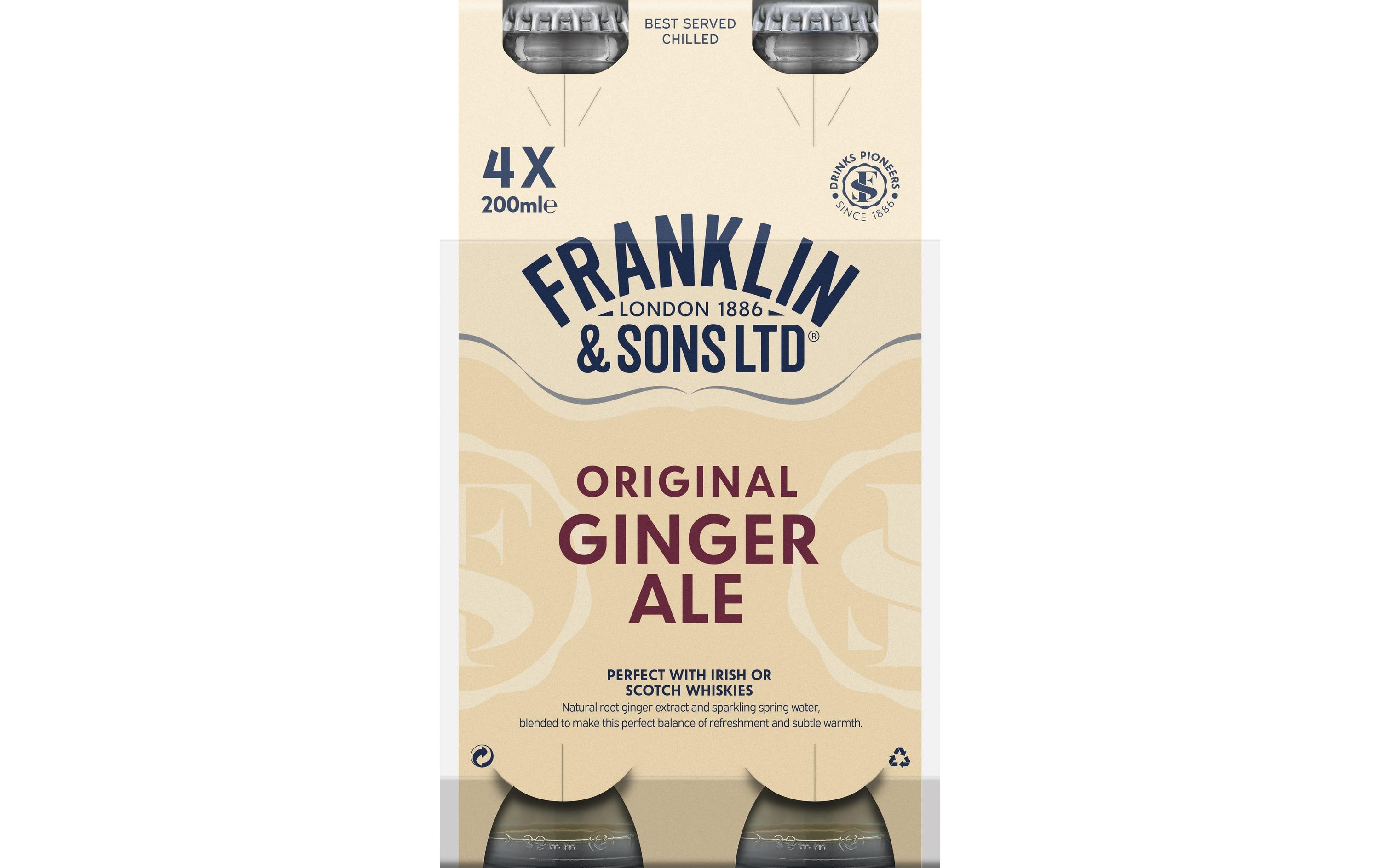 Ginger Ale 4 x 200 mlChininhaltiges Erfrischungsgetränk mit Ingwergeschmack