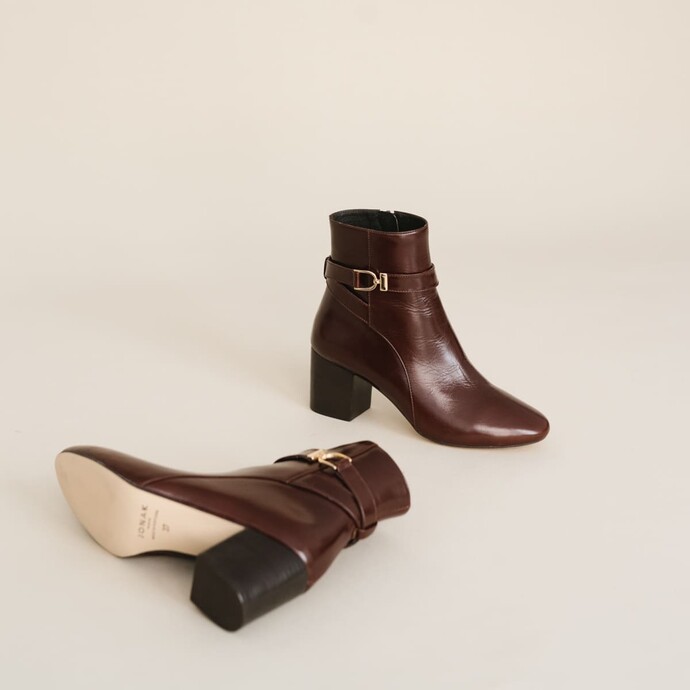 Bottines à talons  en cuir marron
