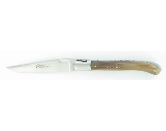 Laguiole Nature 1 Main Corne Blonde Acier 14C28 Couteau de Poche - Laguiole par Fontenille Pataud