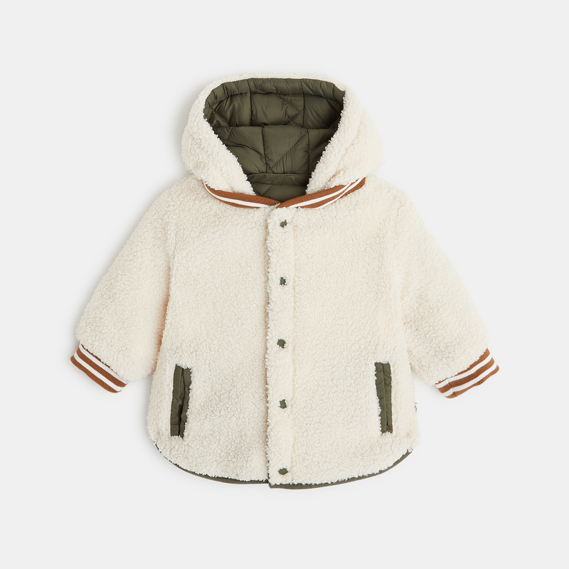 Manteau de ville réversible matelassée vert bébé garçon
