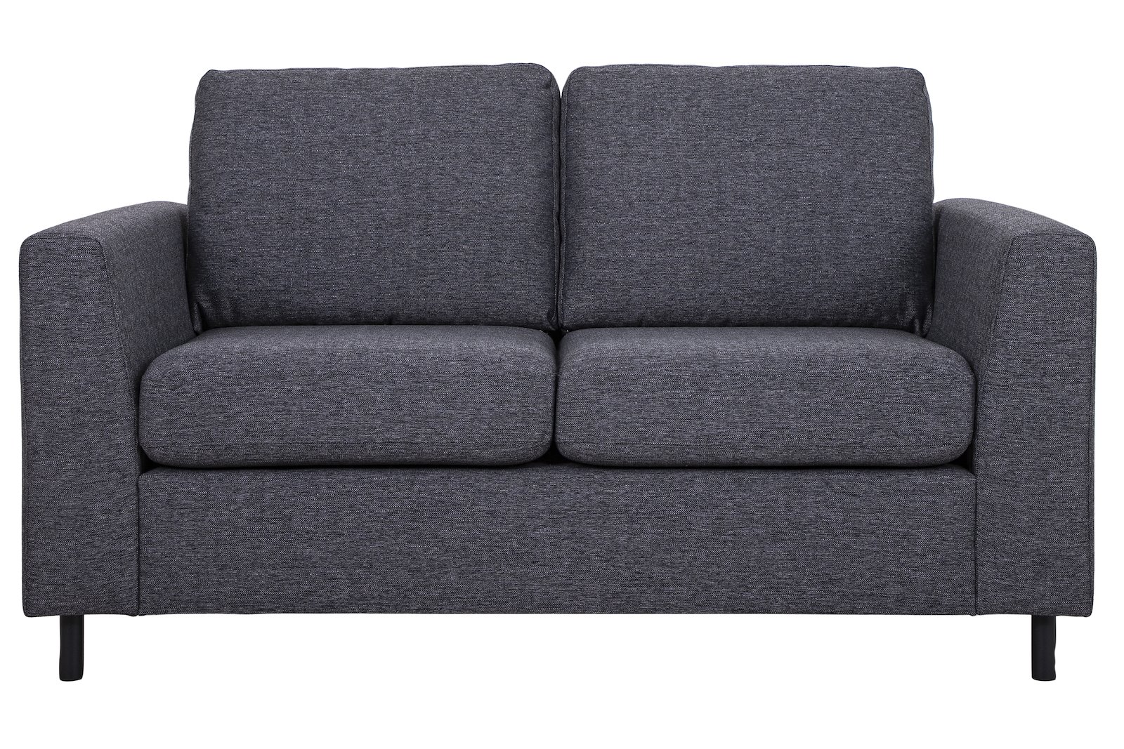 Oslo 2-seter sofa I tekstil Hygge 97 Antrasitt med sorte ben.