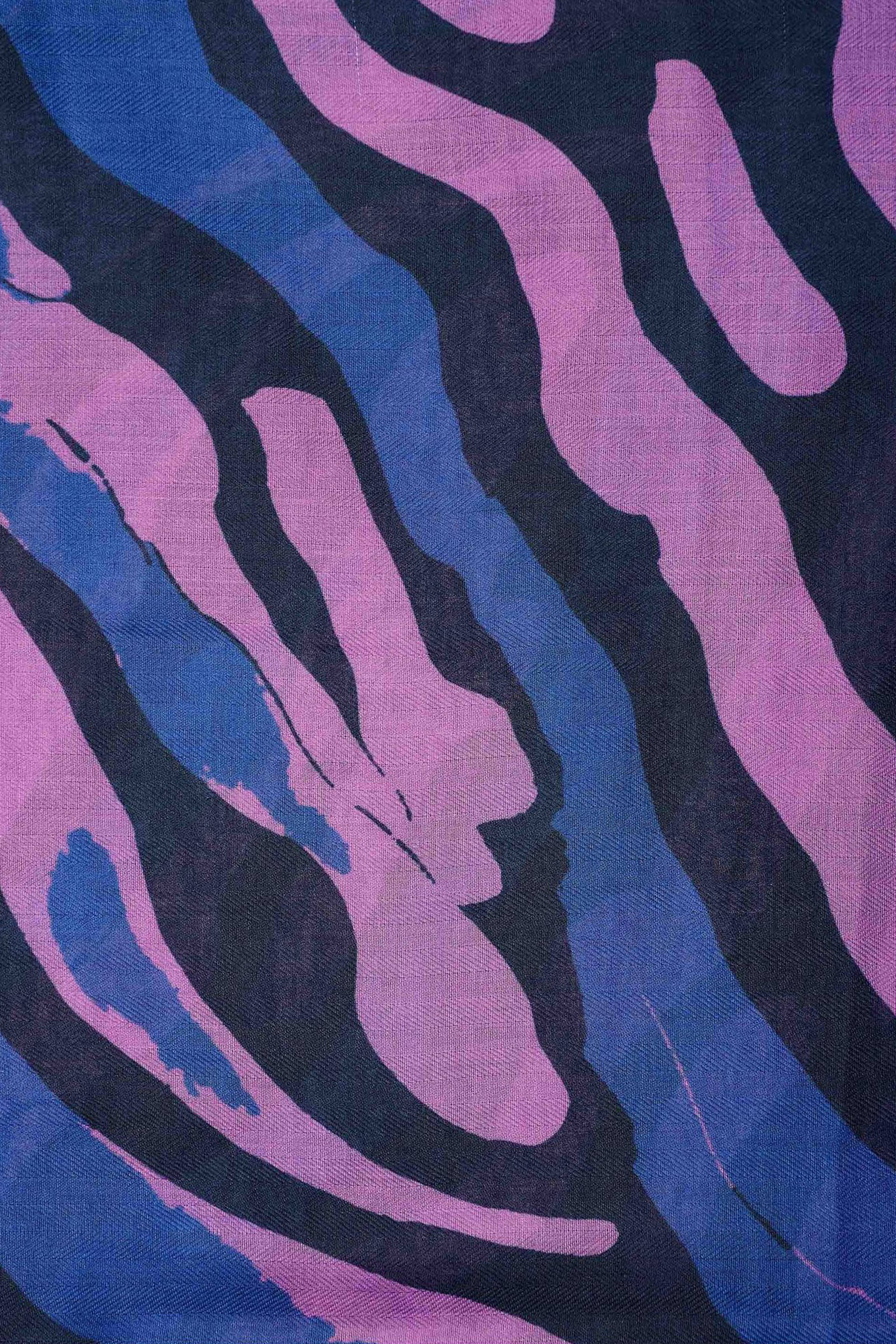 Expresso sjaal met all over print blauw/paars