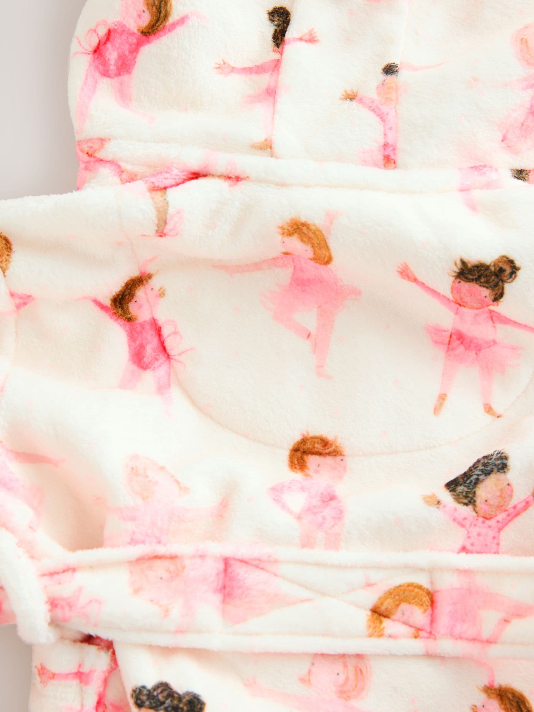 Wit/roze ballerina - Fleece kamerjas (9mnd -16jr)