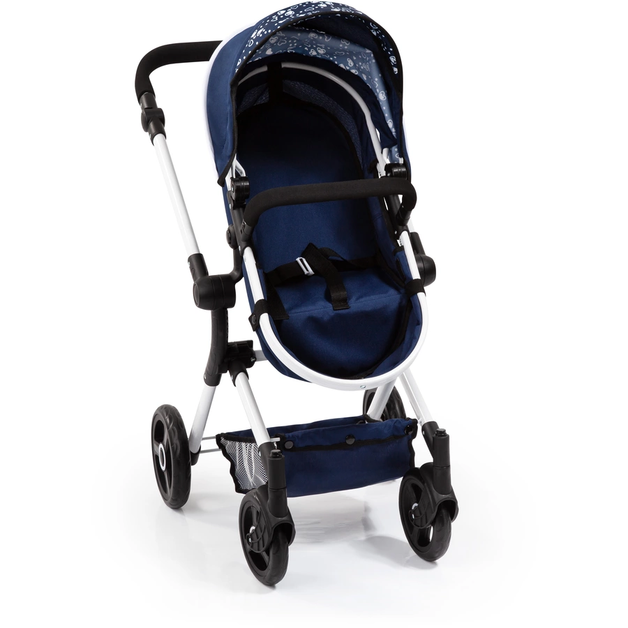 bayer Design Kombi-Puppenwagen Neo Vario blau mit Herzen
