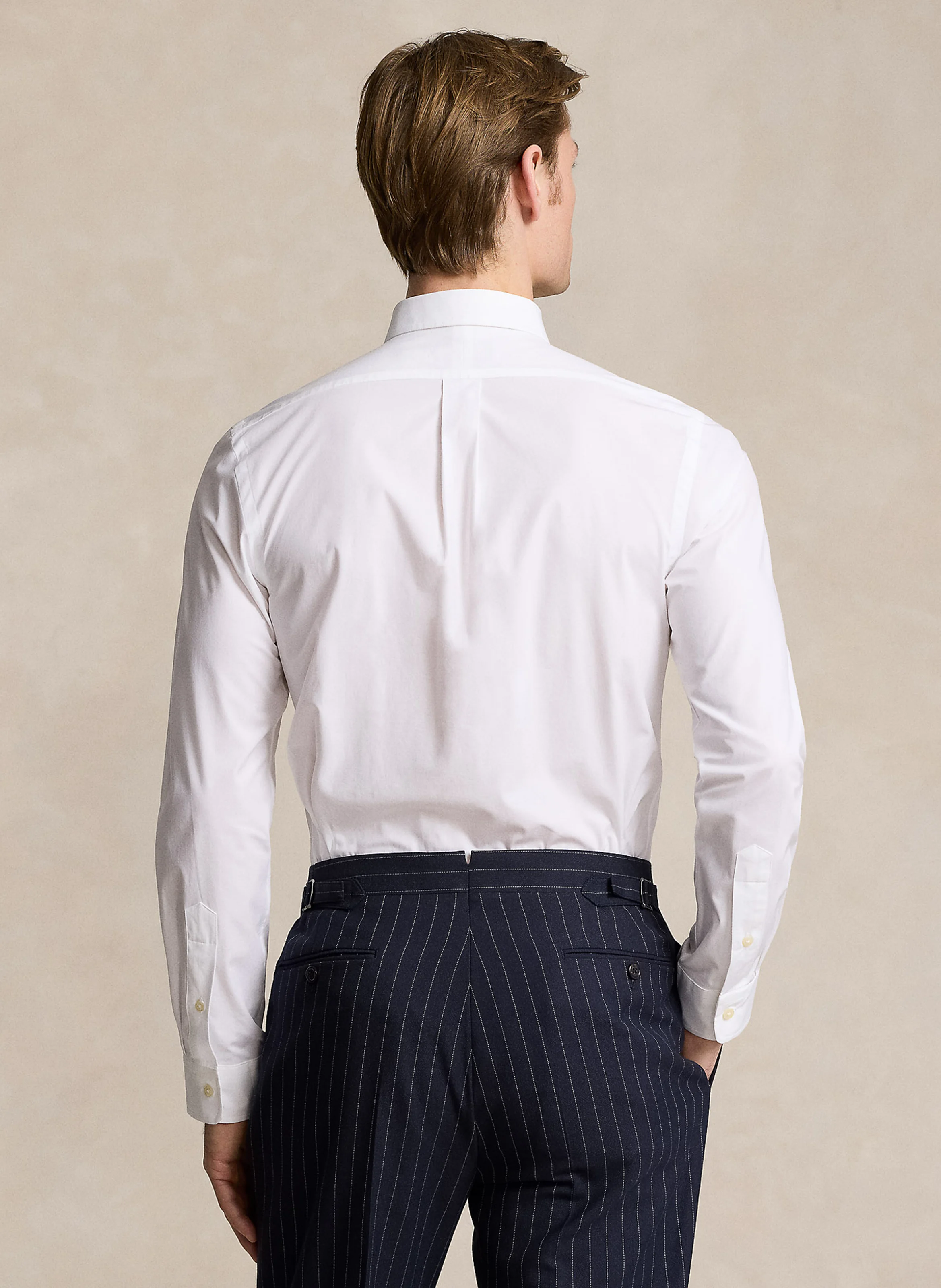Chemise col américain en coton mélangé | Blanc