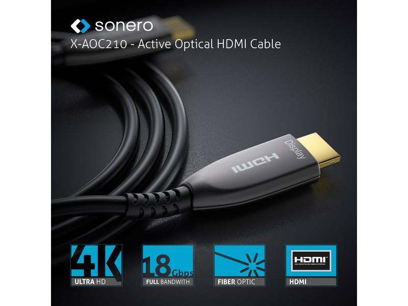 sonero Kabel Premium Zert. Aktiv HDMI 15 m Zertifiziertes Premium Aktiv HDMI Kabel, 4K UHD, HDR, 18Gbps