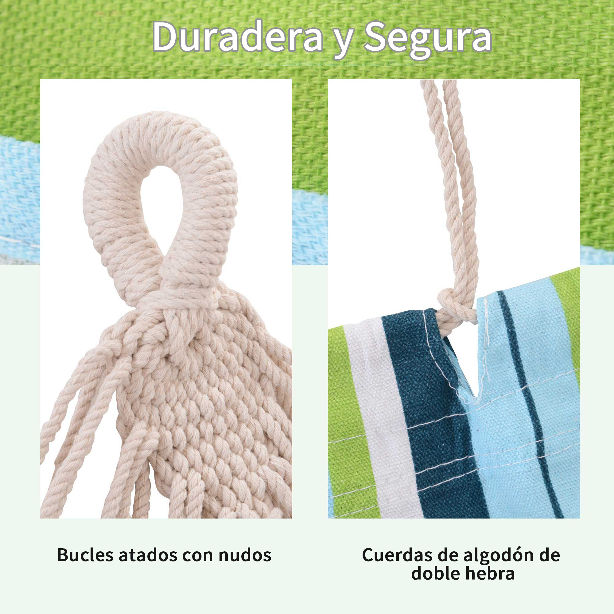 Rede de algodão Outsunny para jardim, 200x150 cm, rede suspensa portátil, carga máxima de 180 kg, ideal para camping, piscina e camping, com listras multicoloridas.