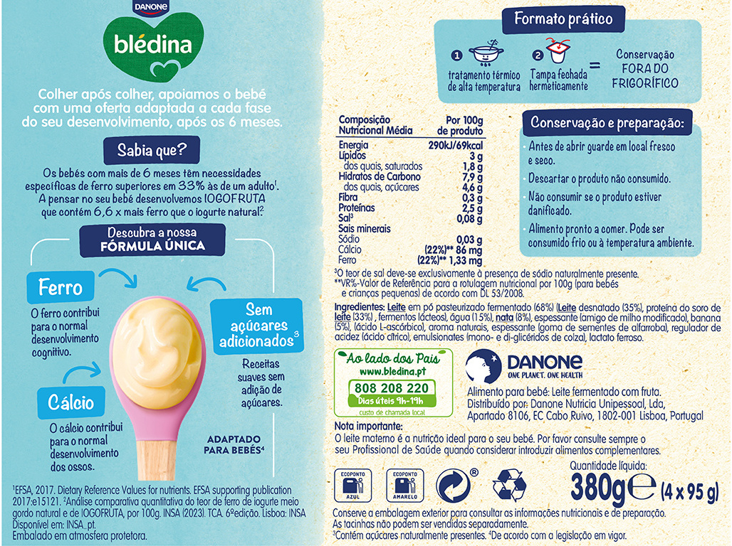 SOBREMESA LÃCTEA BLEDINA BANANA 4X95G