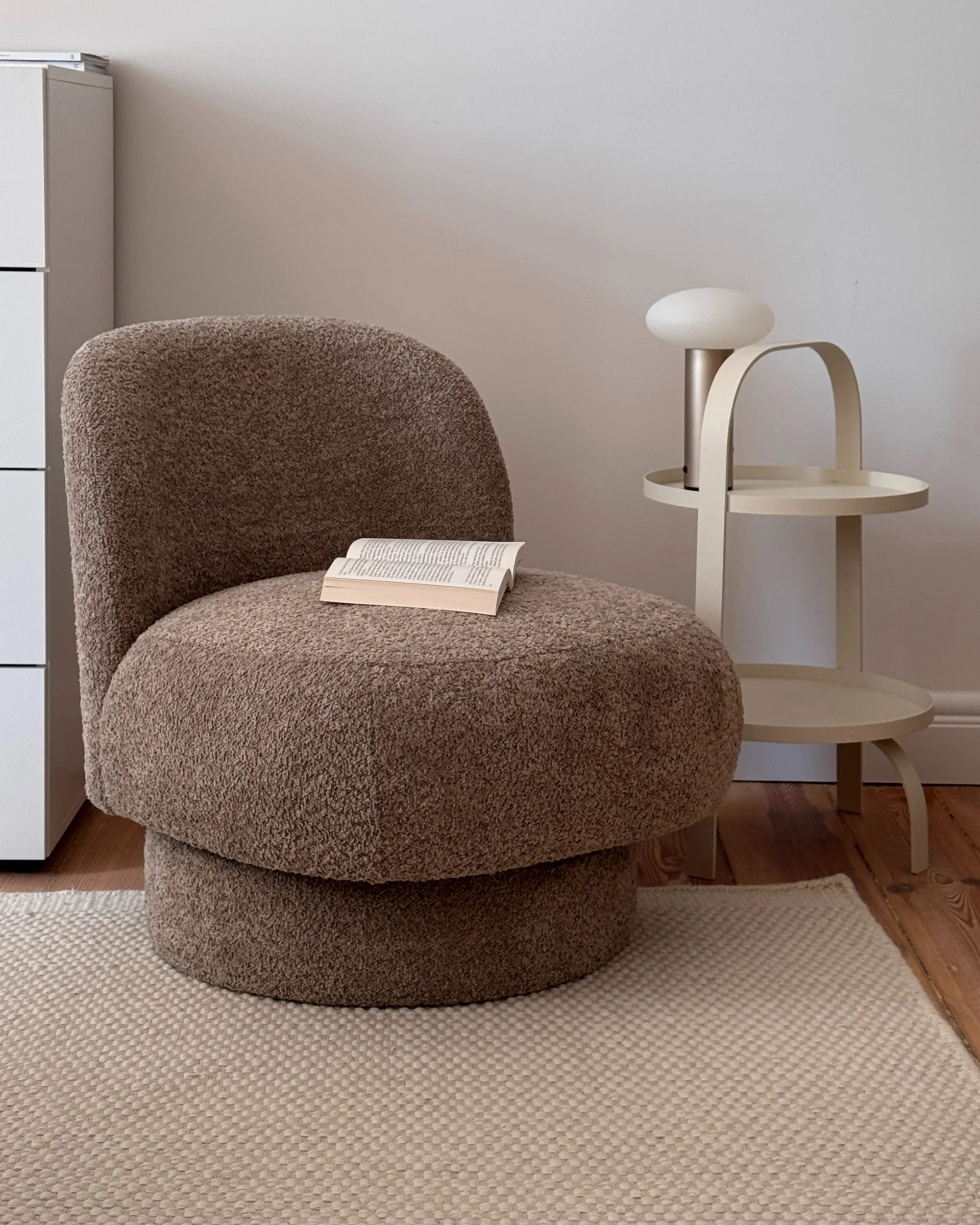 Draaifauteuil AYLO Bouclé Taupe