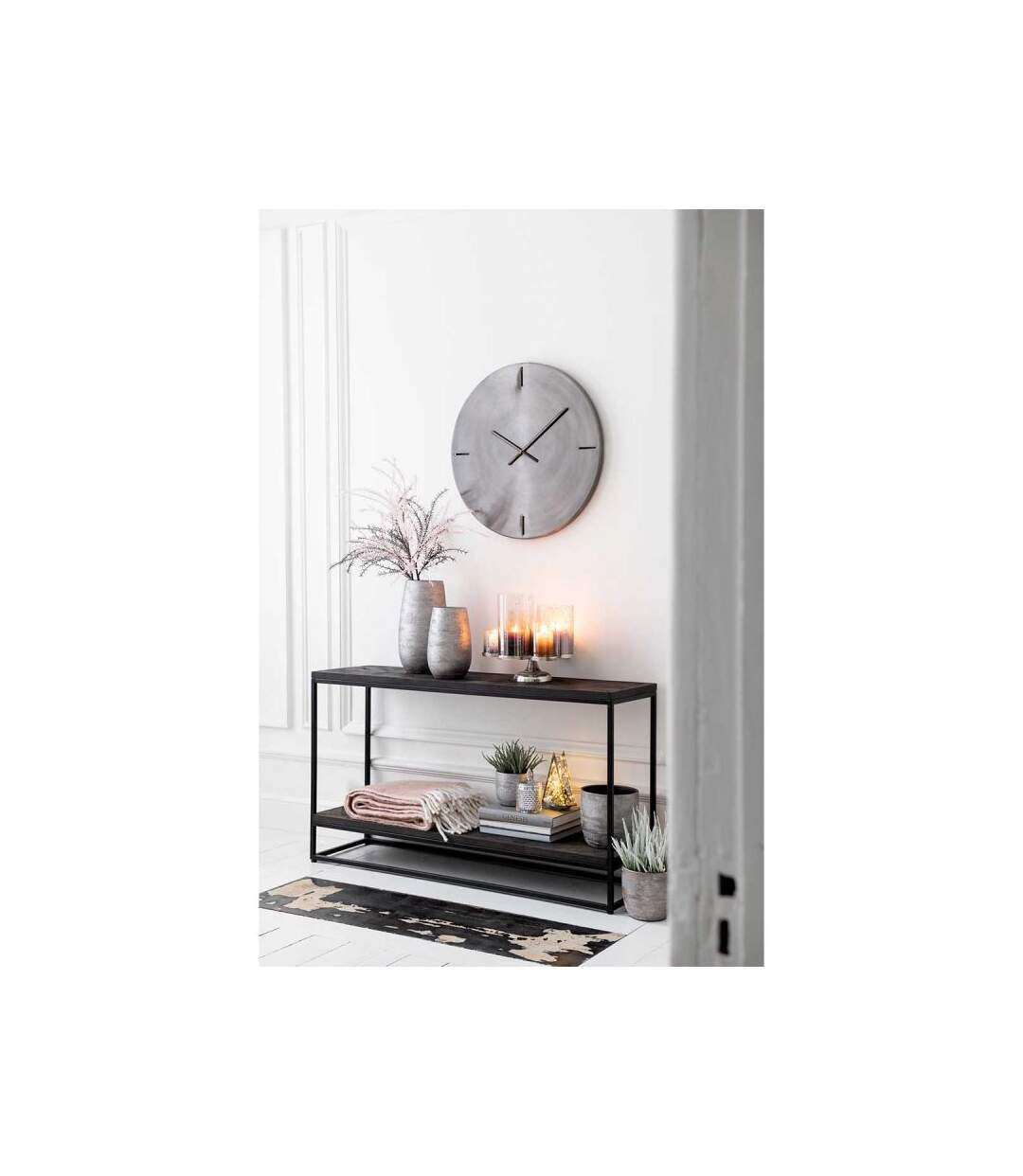 Paris Prix - Horloge Murale En Métal Design mat 76cm Gris