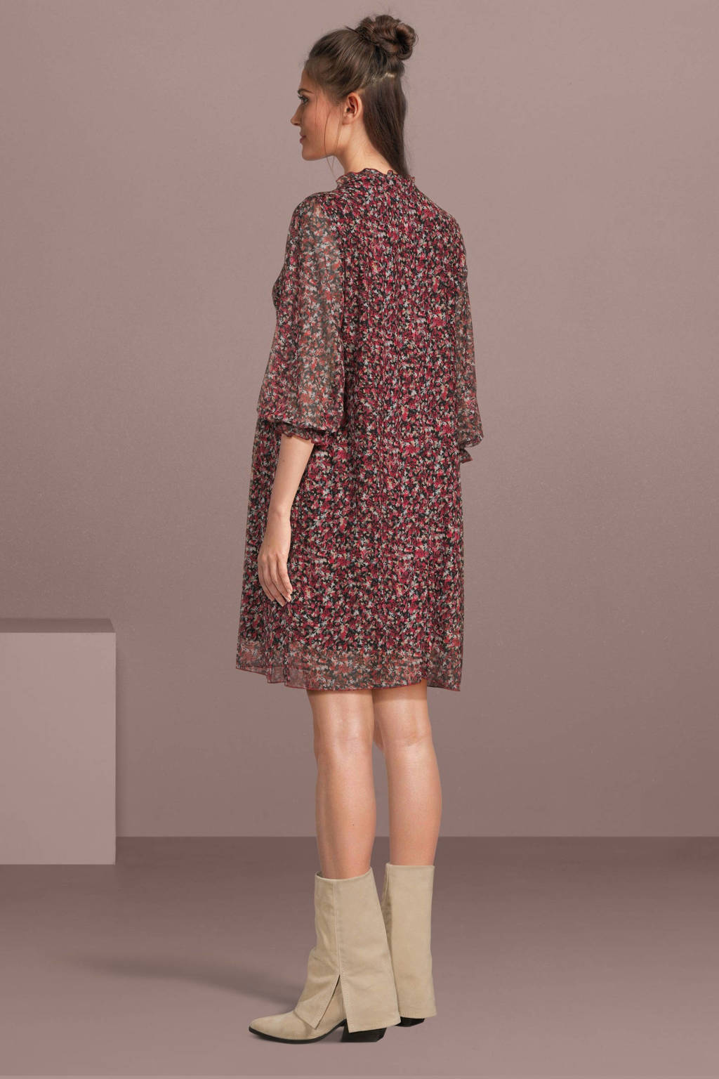 LOVE2WAIT semi-transparante zwangerschapsjurk met all over print rood/zwart/wit