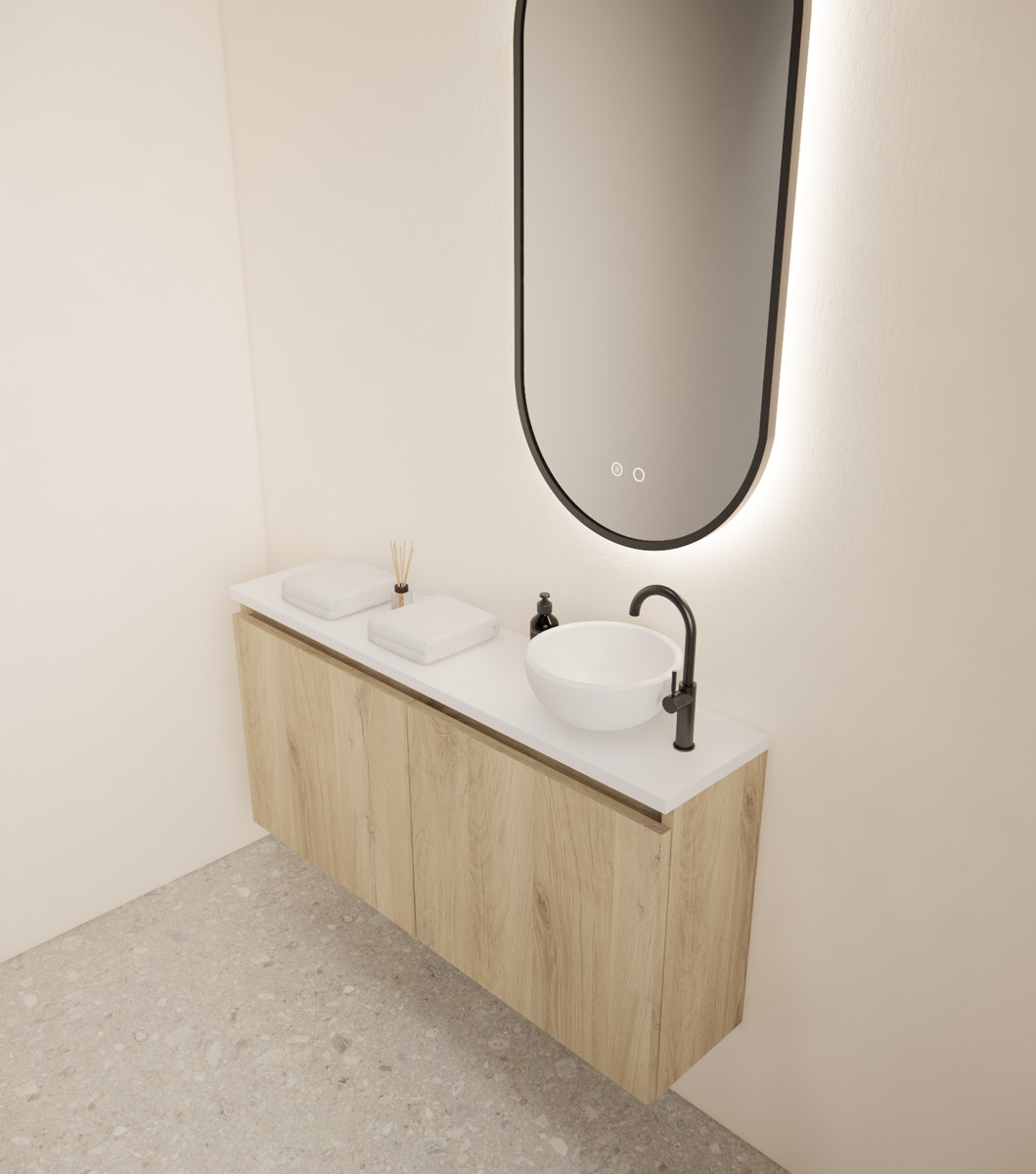 Gliss Design Echo toiletmeubel 100cm artisan eiken met toppaneel wit mat