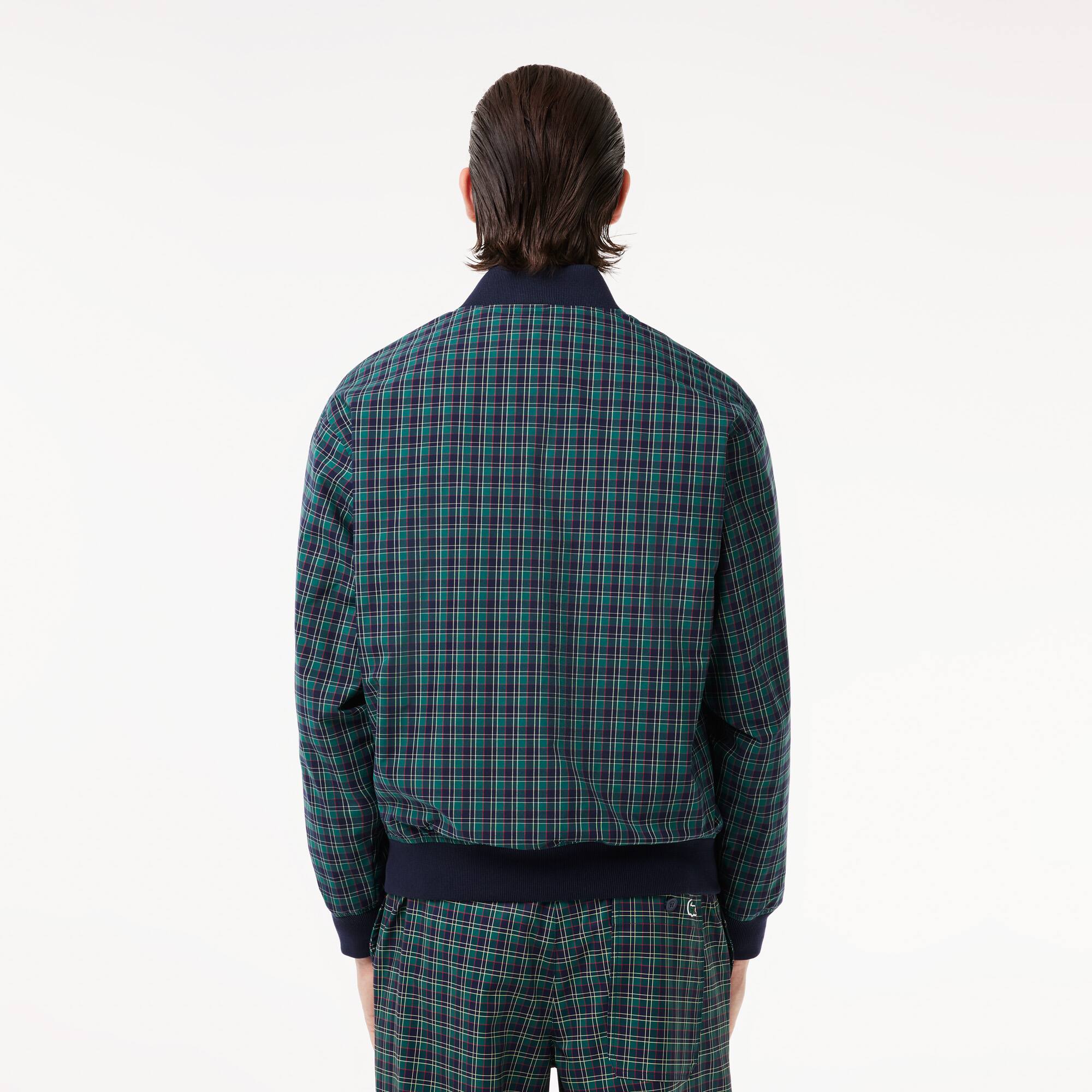 Blouson Harrington à carreaux en tissu déperlant Manteaux & Vestes - Bleu - Lacoste - Homme