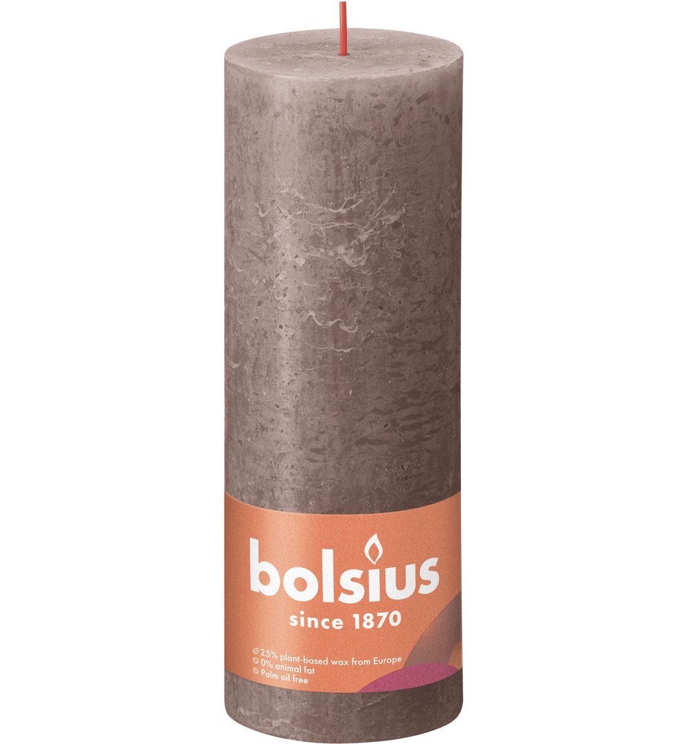 Bolsius Shine Rustiek Stompkaars 190/68 Rustic Taupe (1 stuk)