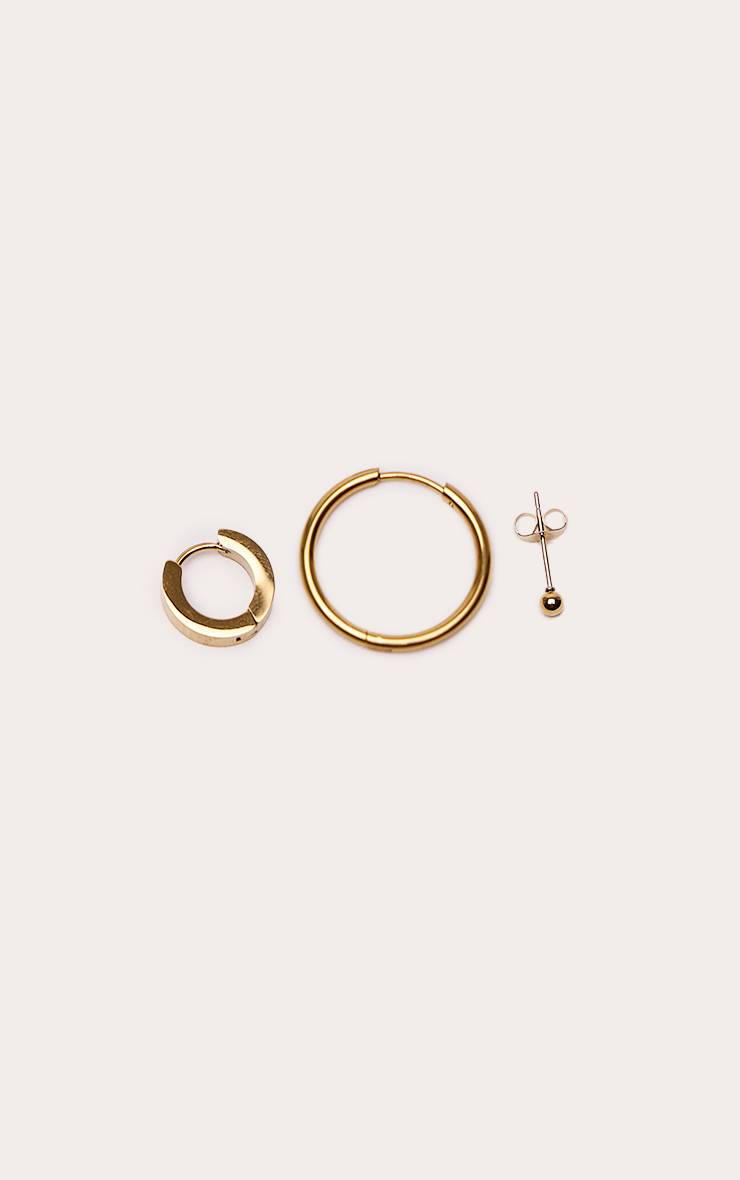 Doré Lot Multi-pack De Boucles D'oreilles Assorties En Acier Inoxydable Lisse