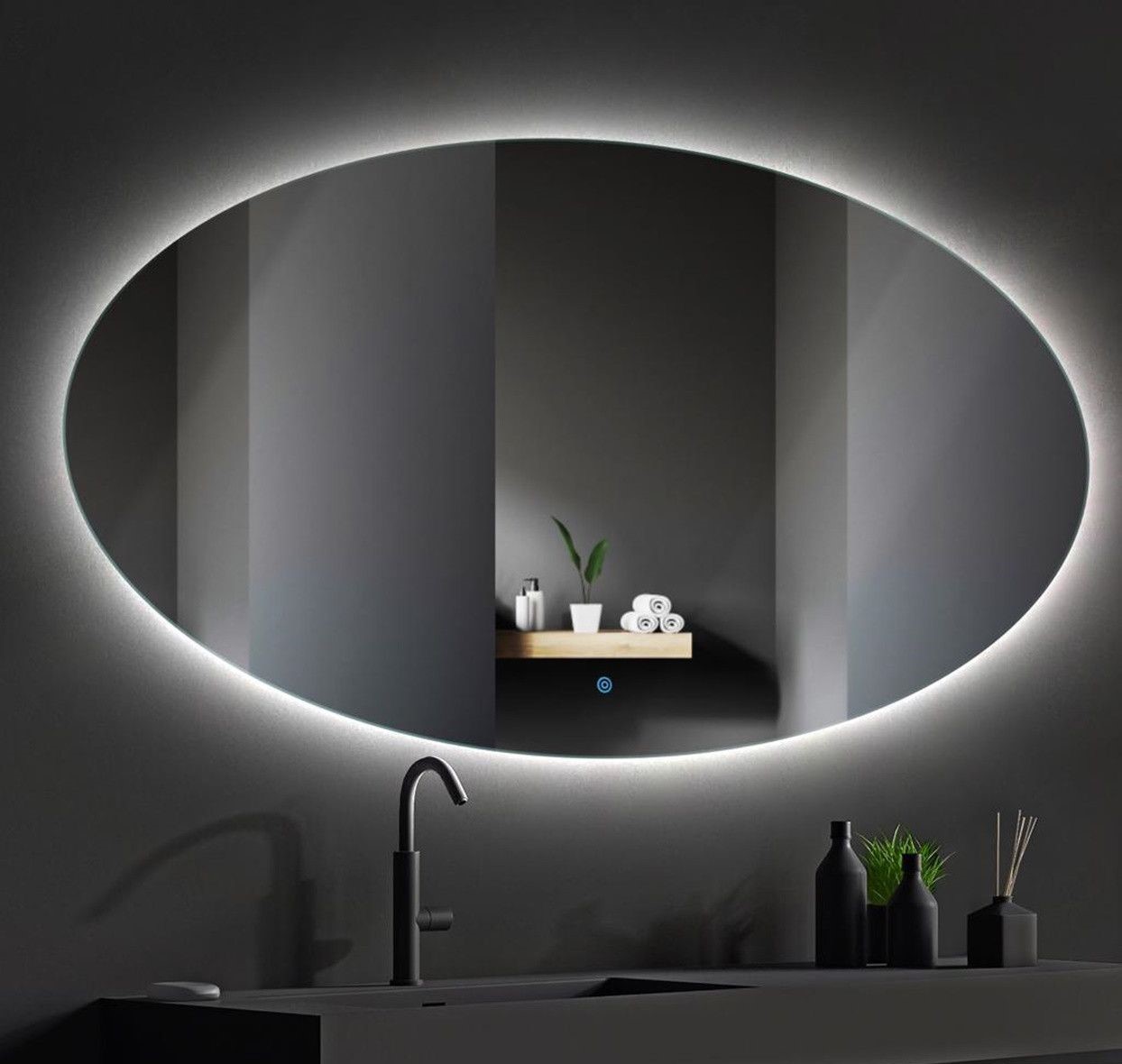 Sanigoods Roan ovale spiegel met LED-verlichting 180x115cm