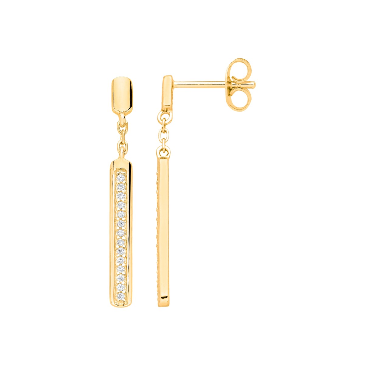 Boucles d'oreilles pendantes en Plaqué Or avec oxyde de zirconium blanc