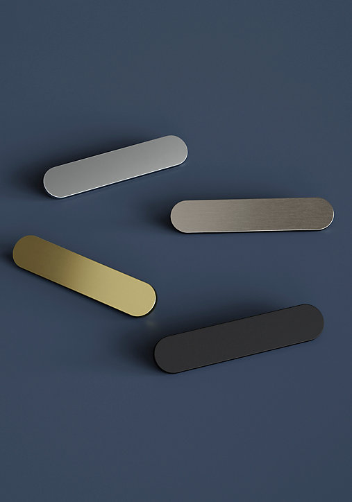 Poignée de meuble arrondi GoodHome Minzh aluminium effet nickel satin gris l.121mm x l.25mm x H. 16mm entraxe 96mm