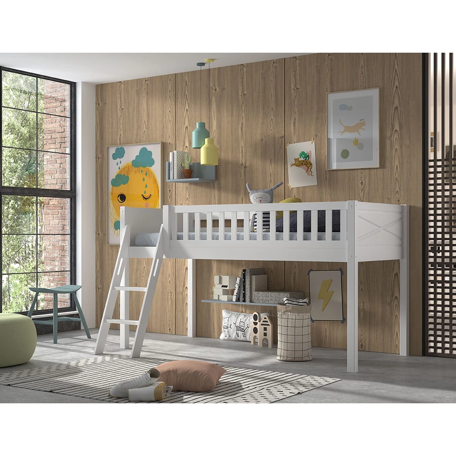 VIPACK Spielbett SCOTT 90 x 200 cm inkl. Leiter weiß