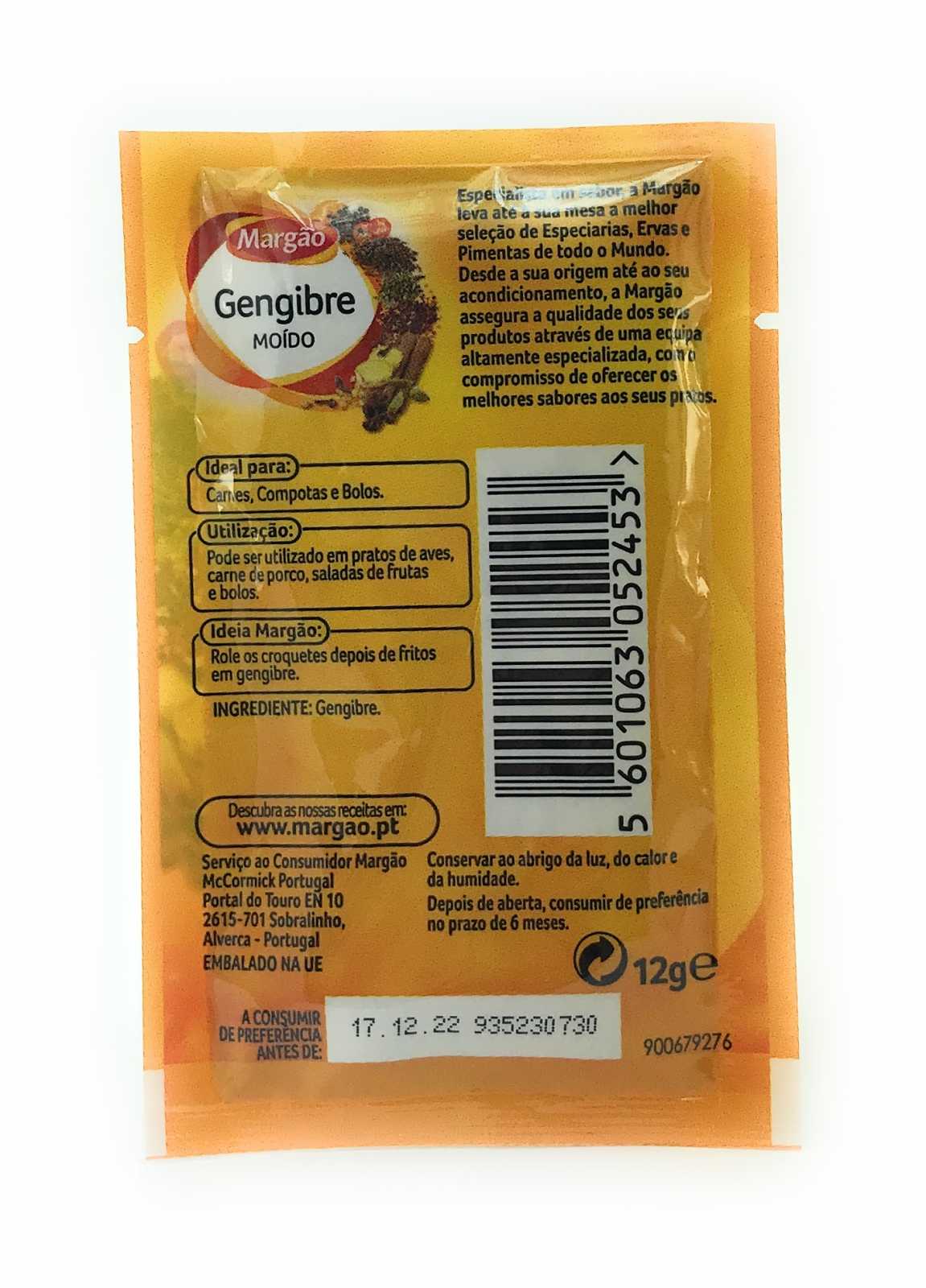 Gengibre em pó Margão 12g