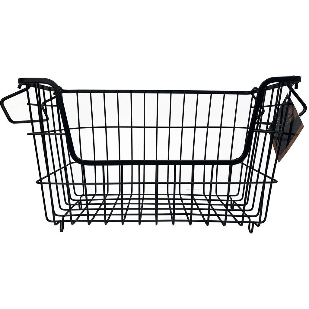 Panier de rangement métal noir 19x38x16cm