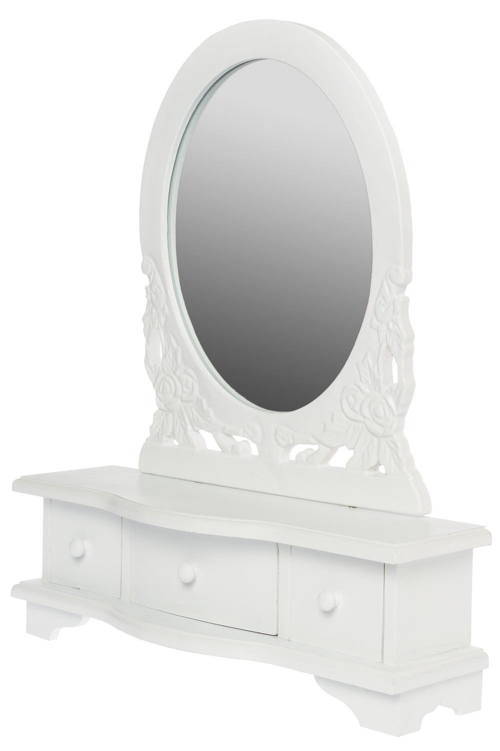 Schmuckkommode LENA - weiß - mit Spiegelaufsatz - 38x47x12 cm