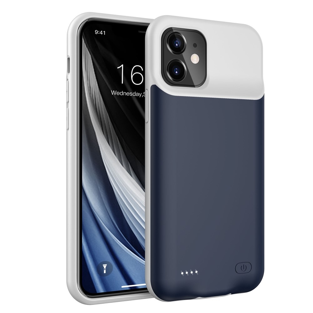 iPhone 12 Mini Backpack Akku Case (6000mAh) Schutzhülle - Blau / Grau