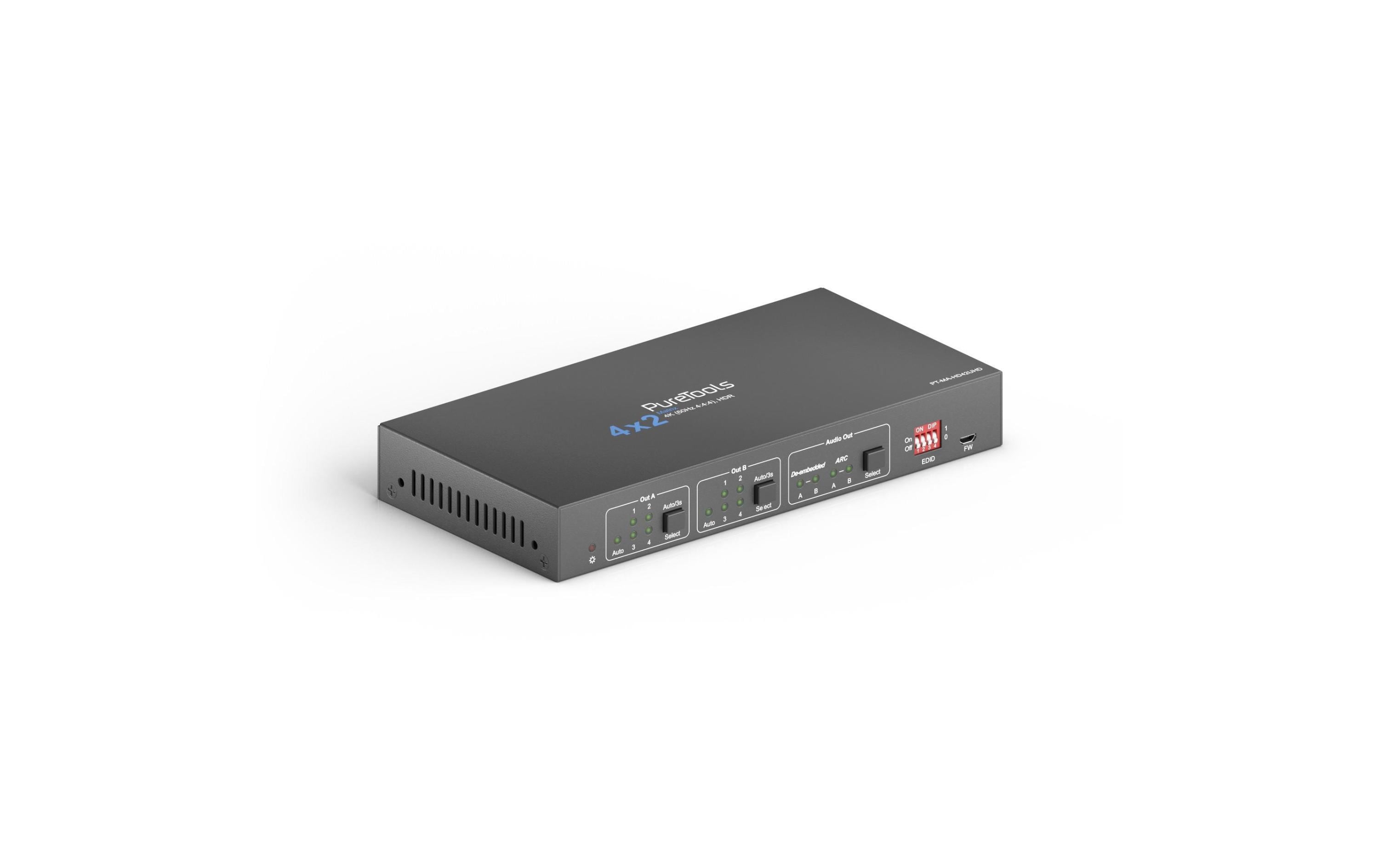 Matrix Switcher PT-MA-HD42UHD HDMI<br>4x2 4K 18Gbps HDMI Matrix Switcher mit Downscaler und Audioauskopplung