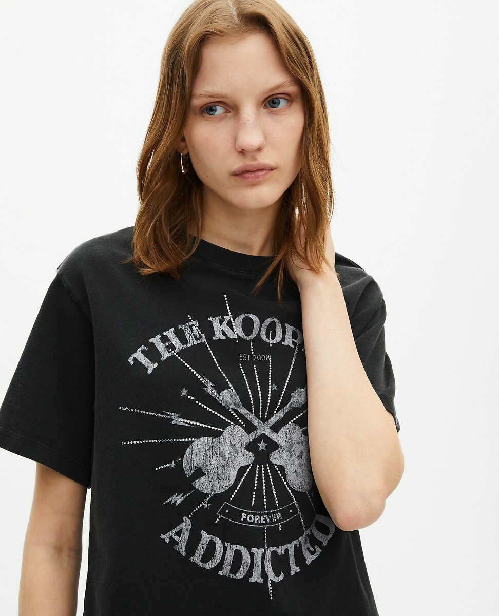 THE KOOPLES<br>Camiseta de manga curta com estampa de strass