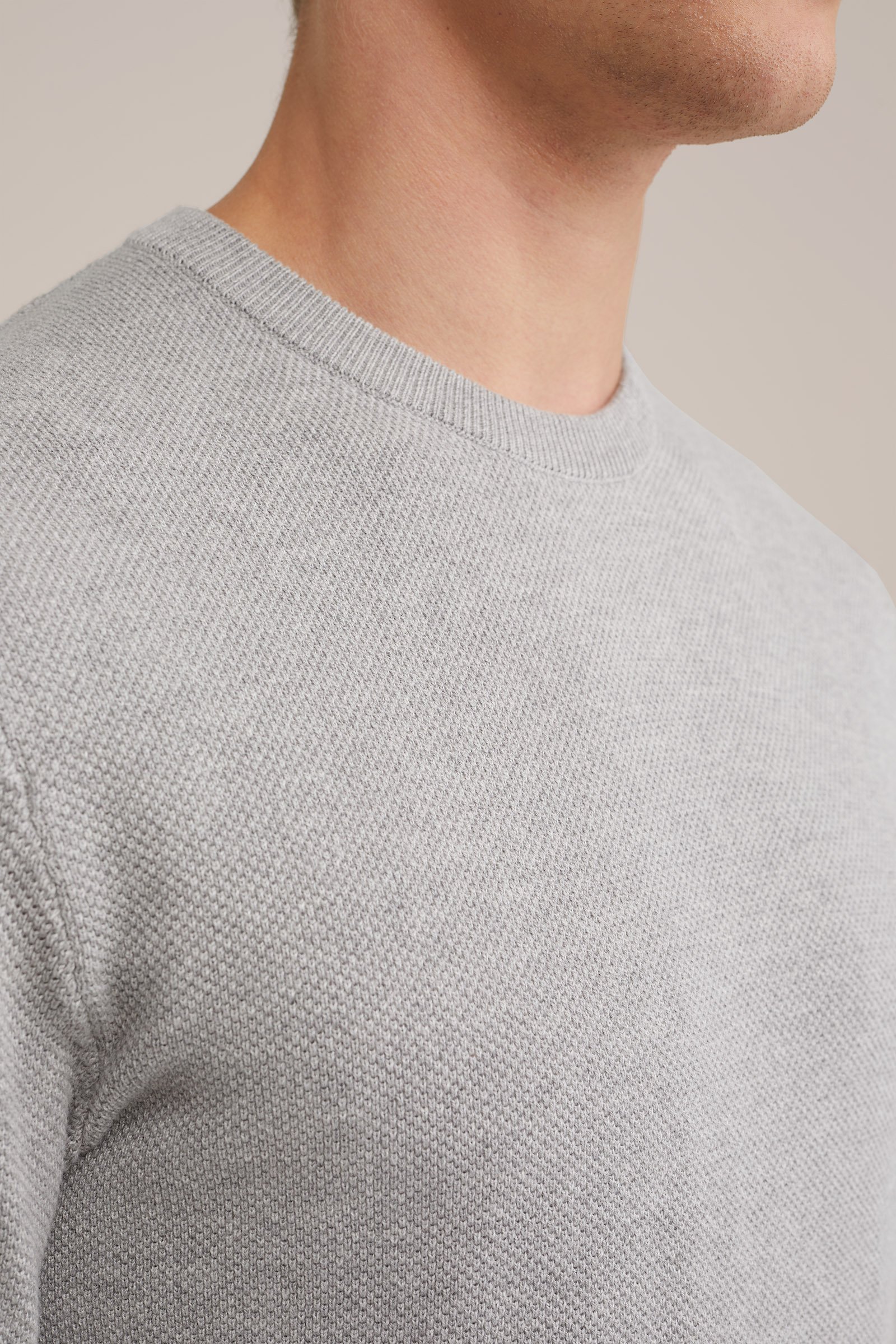 trui met structuur WE Fashion Lichtgrijs gemeleerd