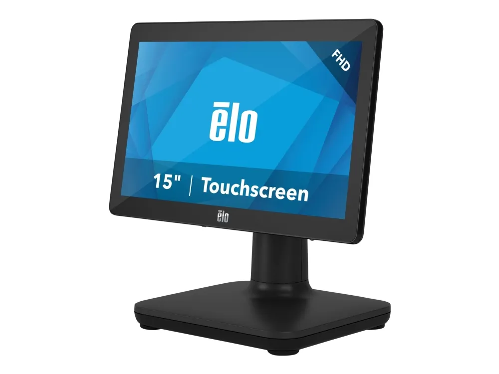 EloPOS System - Med I/O Hub Stand - alt-i-én - 1 x Core i5 8500T / op til 3.5 GHz - vPro - RAM 8 GB - SSD 128 GB - UHD Graphics 630 - Gigabit Ethernet - 802.11a/b/g/n/ac, Bluetooth 5.0 - Win 10 Pro 64-bit - skærm: LED 15.6