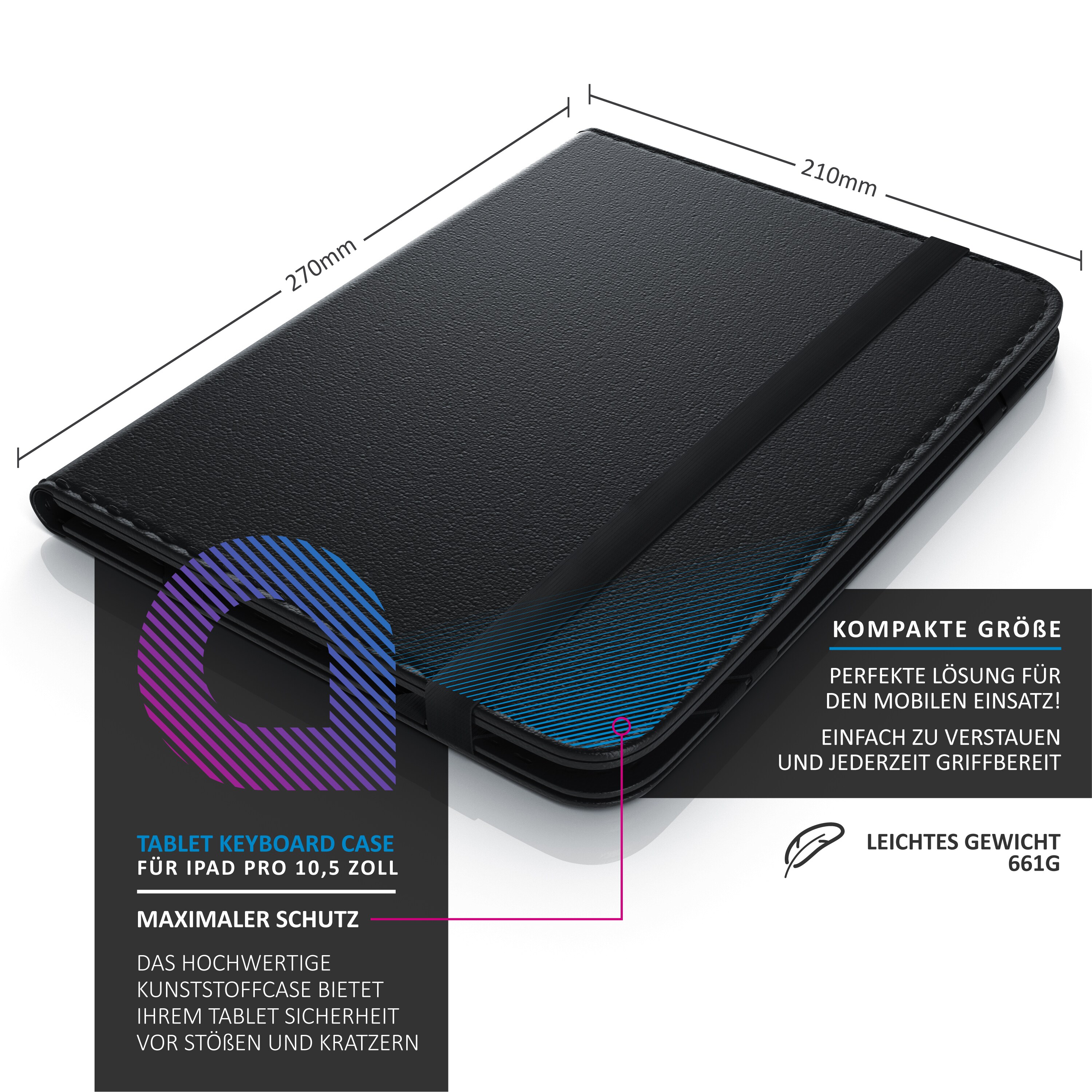 Aplic Bluetooth-Tastatur inkl. Kunstledercase für 9-10 Tablets ideal für den mobilen Transport