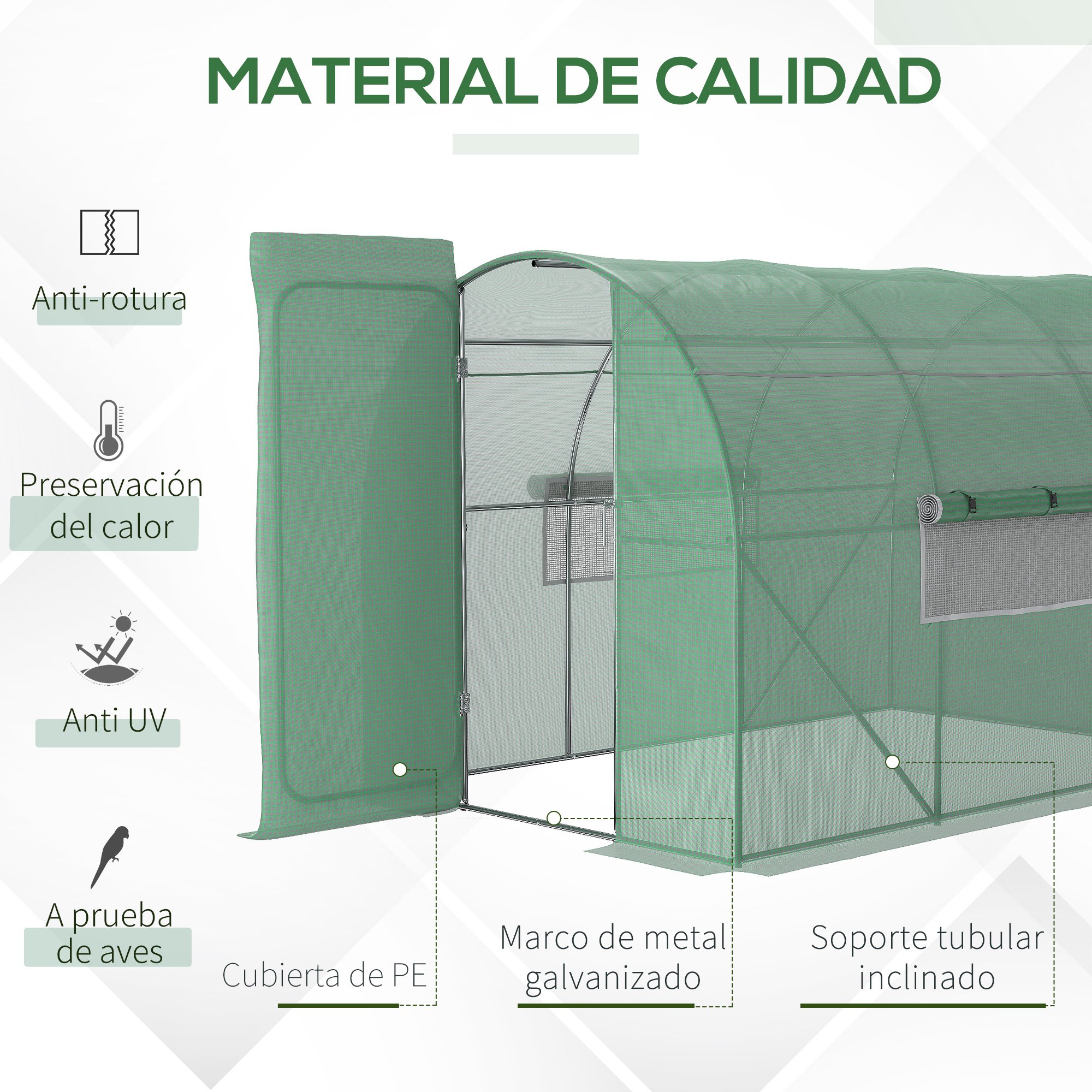 Estufa Túnel Verde Outsunny