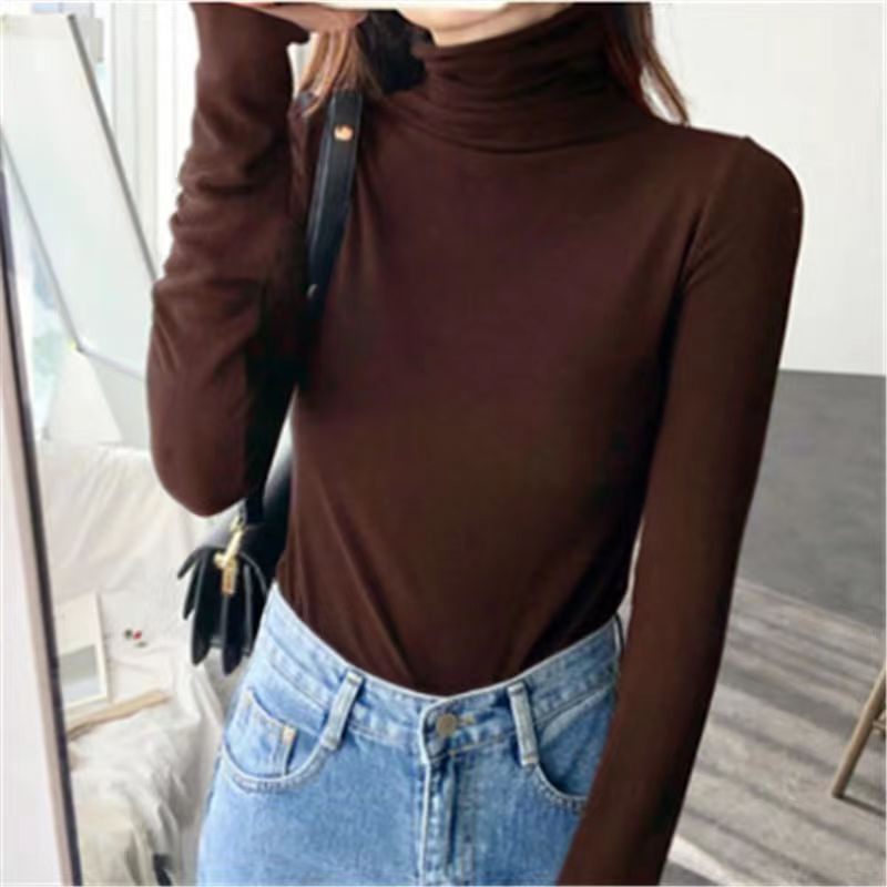 Everose - T-shirt met lange mouwen en coltrui, effen en slim fit