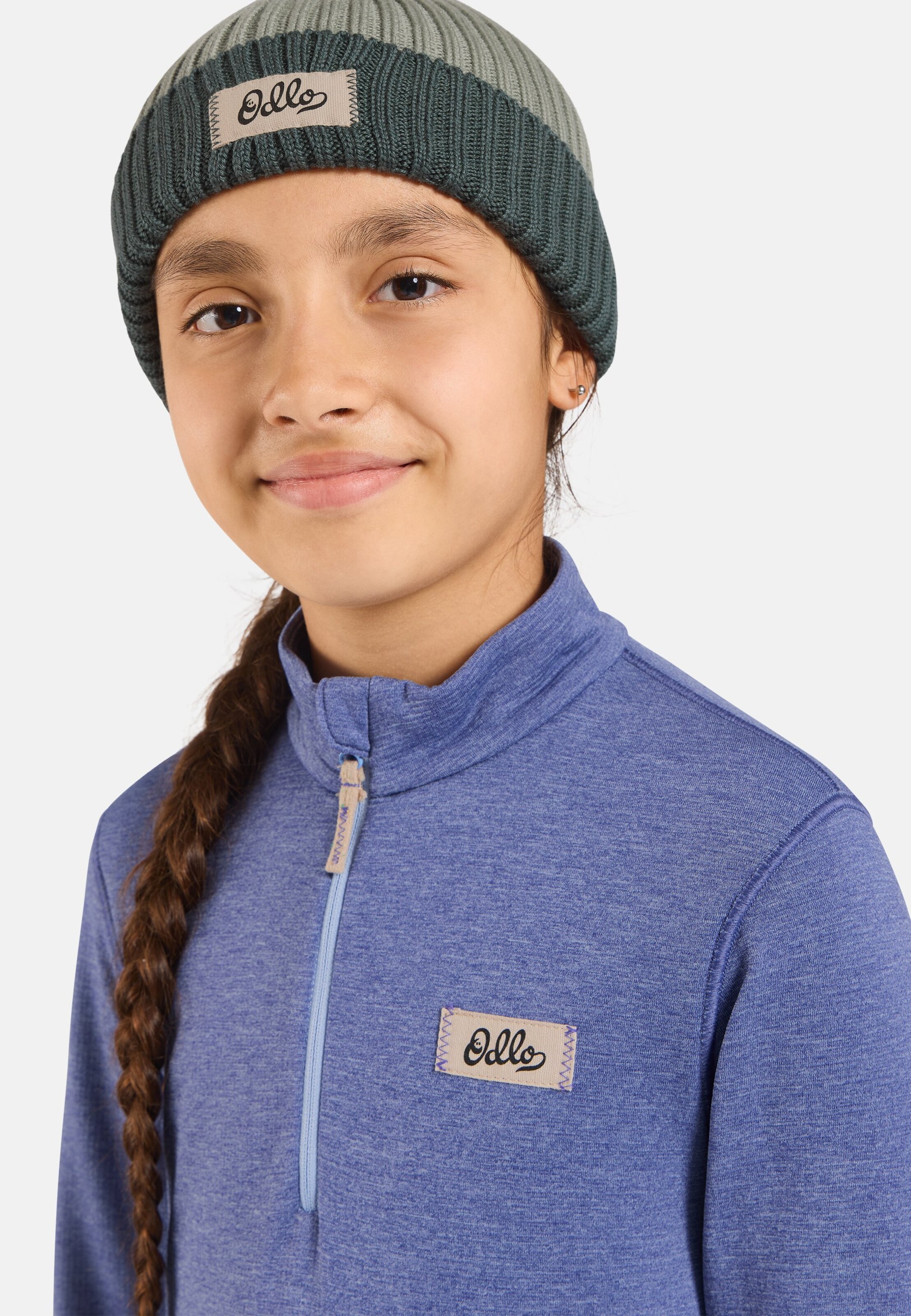 Essentials Multisport Mid Layer für Kinder aus Grid-Fleece mit Halbreissverschluss in Blue heron melange