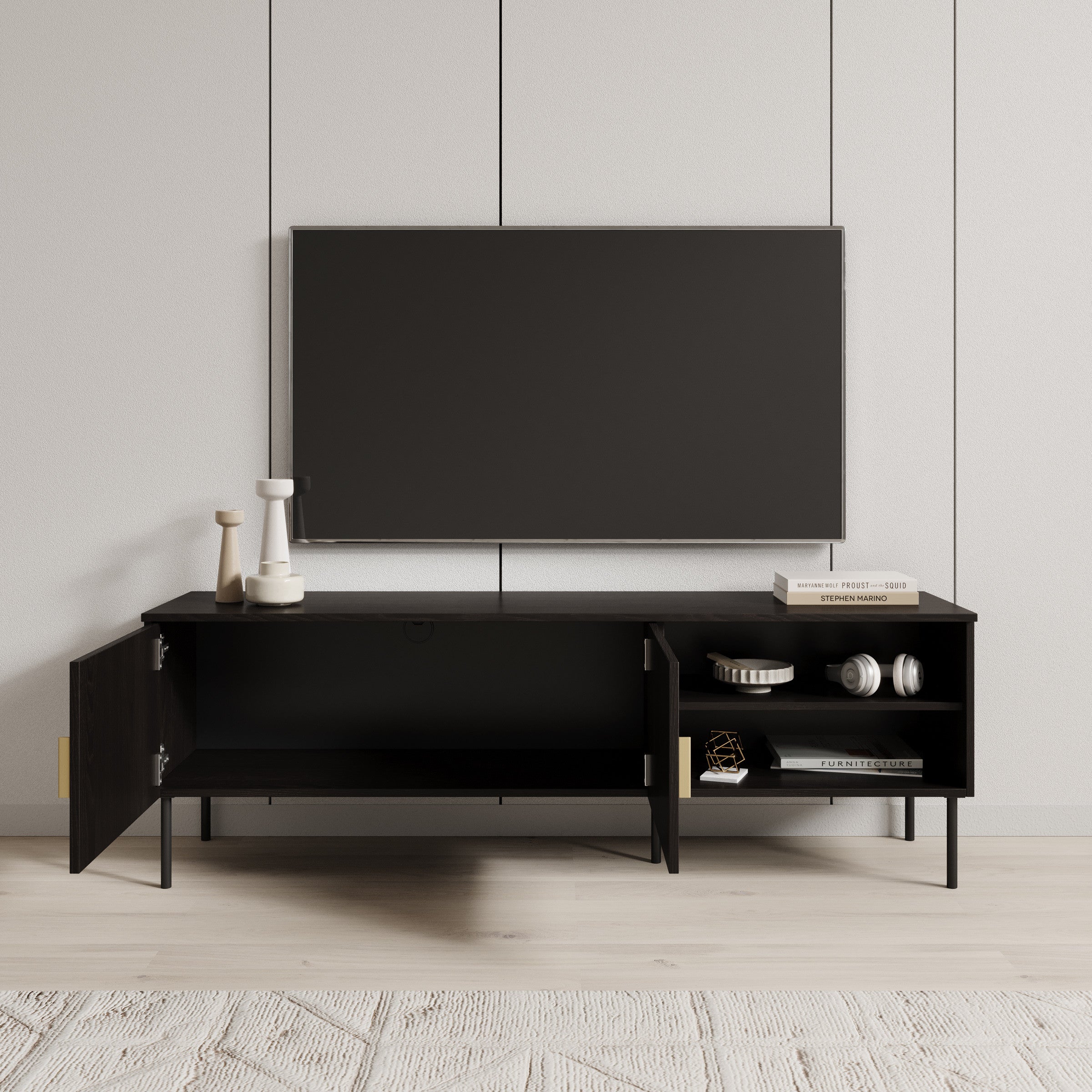 Monor - TV-Meubel - Zwart eiken - 160x40x54 cm