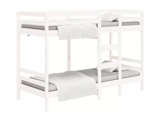 Lit superposé Blanc 75x190 cm Bois de pin massif