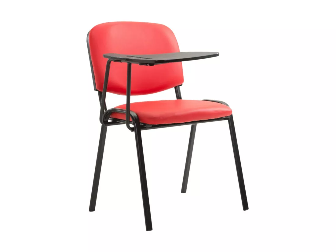 Lot de 4 Chaise de conférence - Similicuir & Métal noir mat - Rouge - Ken mit Klapptisch