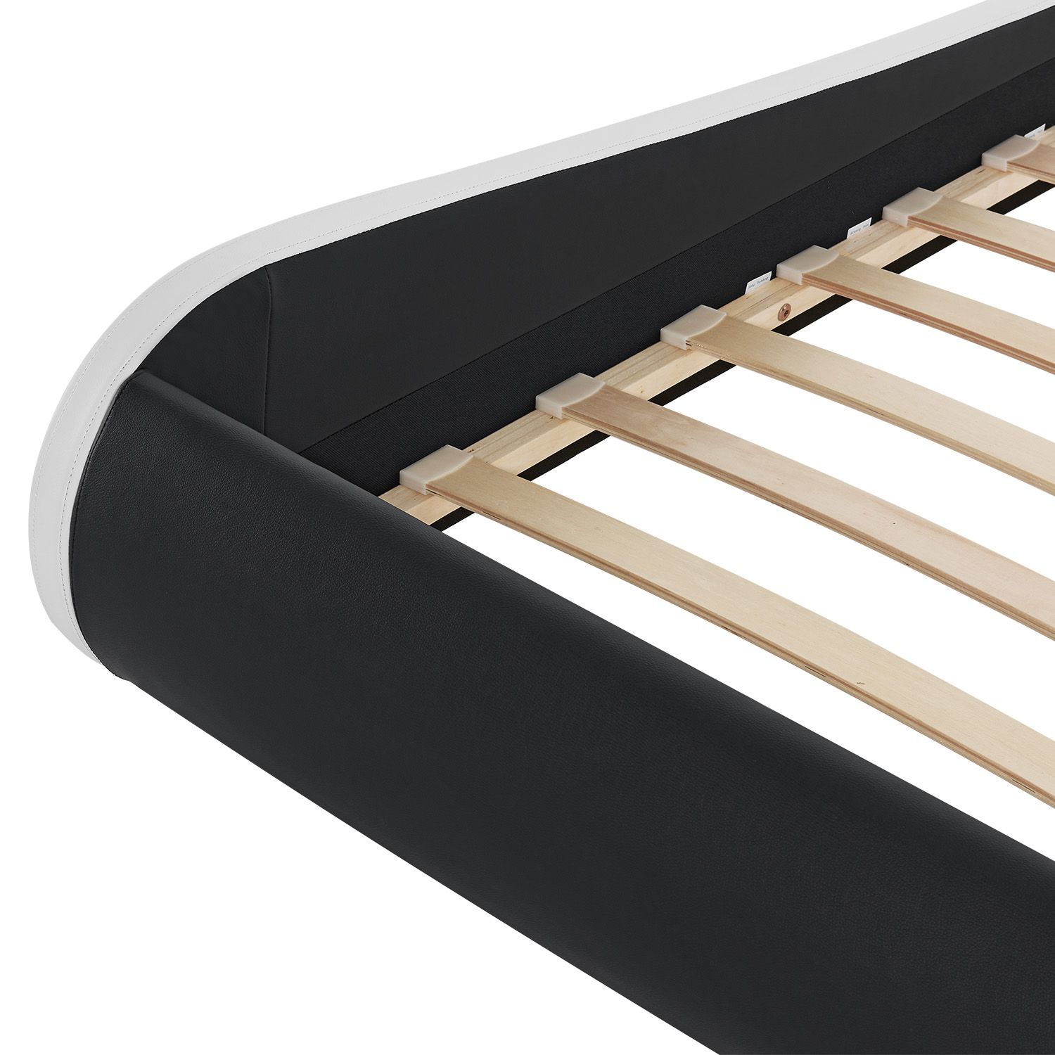 Juskys Polsterbett Bett Valencia 180 x 200 cm schwarz mit Kaltschaummatratze Doppelbett mit LED
