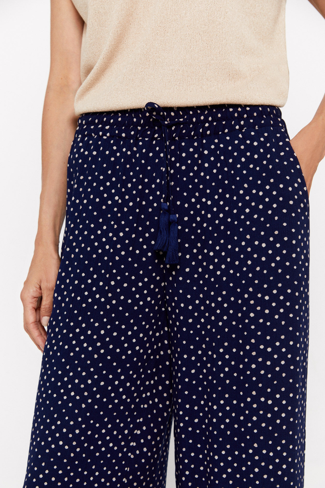 Calças fluidas estampadas - Estampa azul