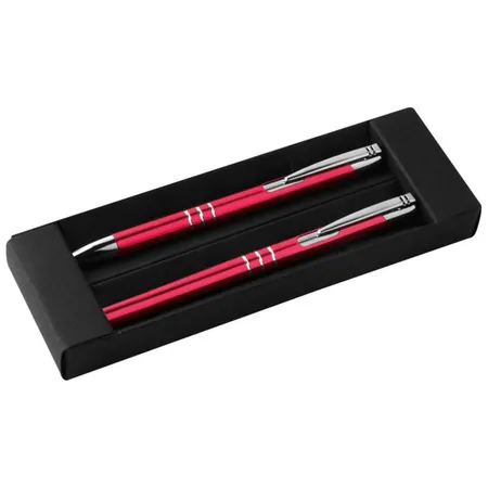 Macma Metall Schreibset Kugelschreiber + Rollerball, rot