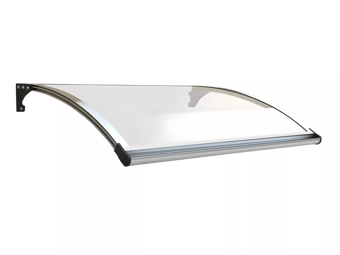 Auvent de porte en aluminium 120 x 100 cm courbé avec leds NEONED