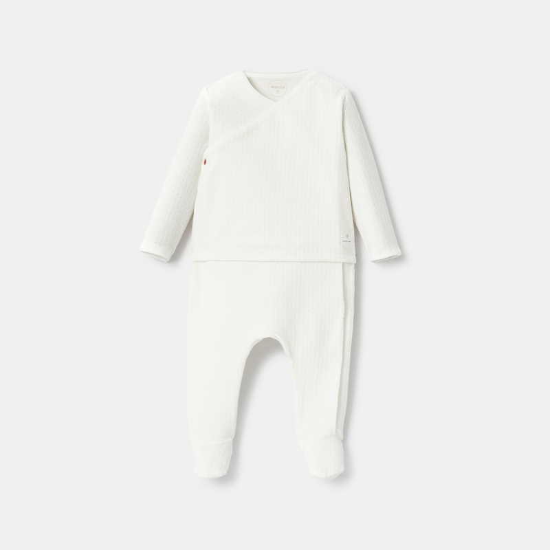 Pyjama cache-cœur en velours blanc naissance Absorba