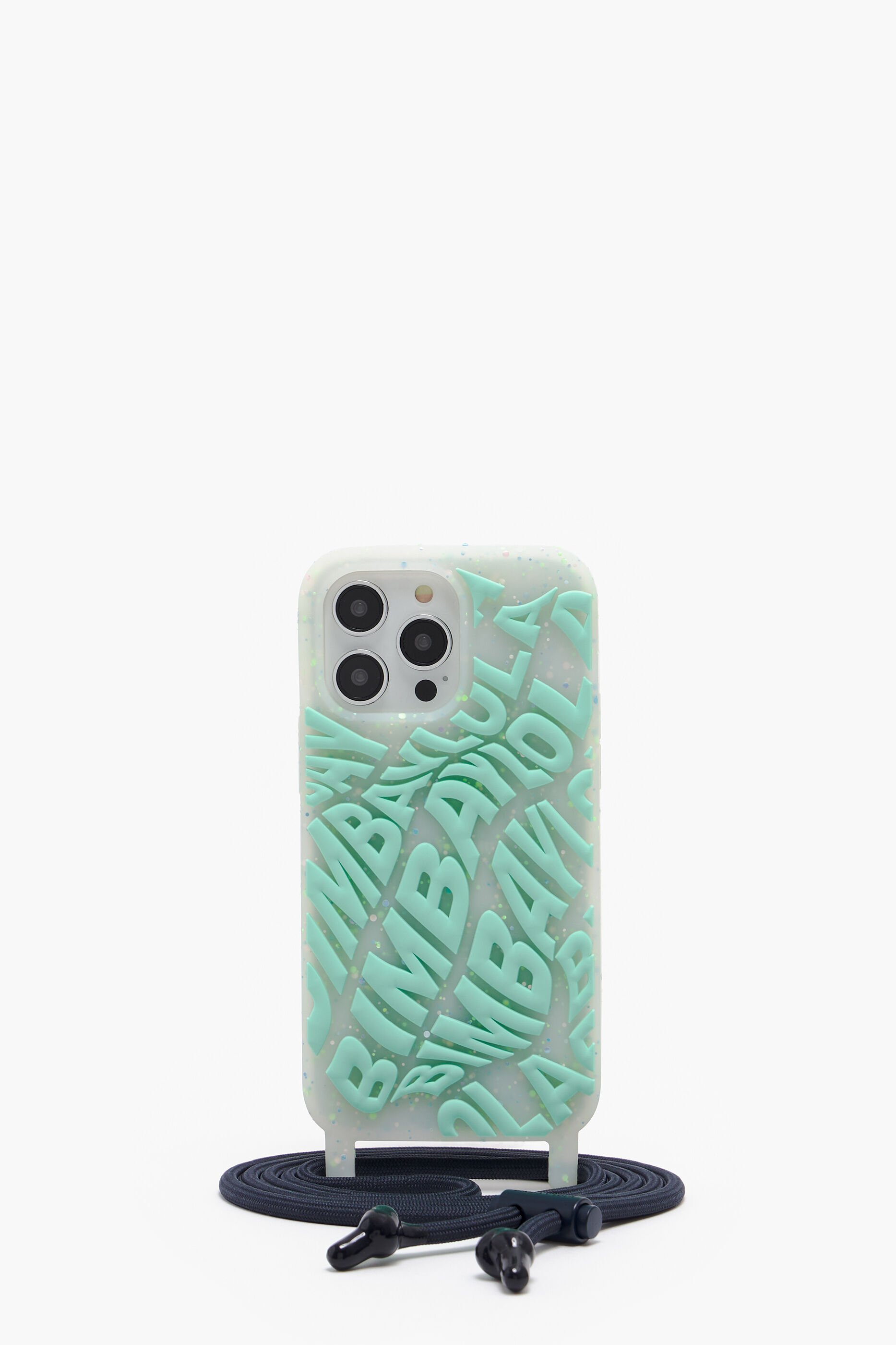 Capa transparente para iPhone 14 Pro Max com logotipo azul-turquesa