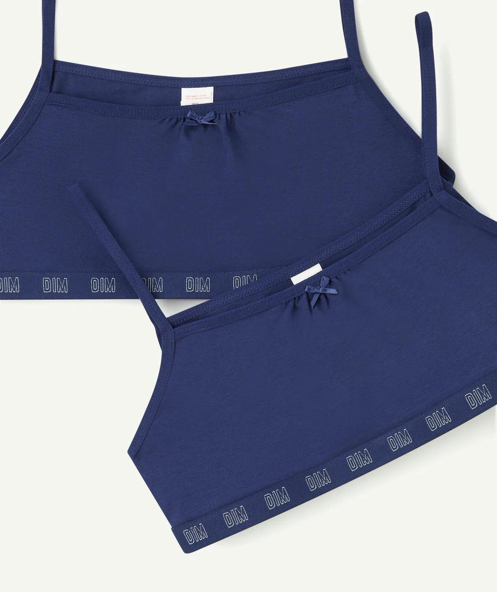 DIMLOT DE 2 BRASSIÈRES SKIN CARE EN COTON BIO BLEU MARINE