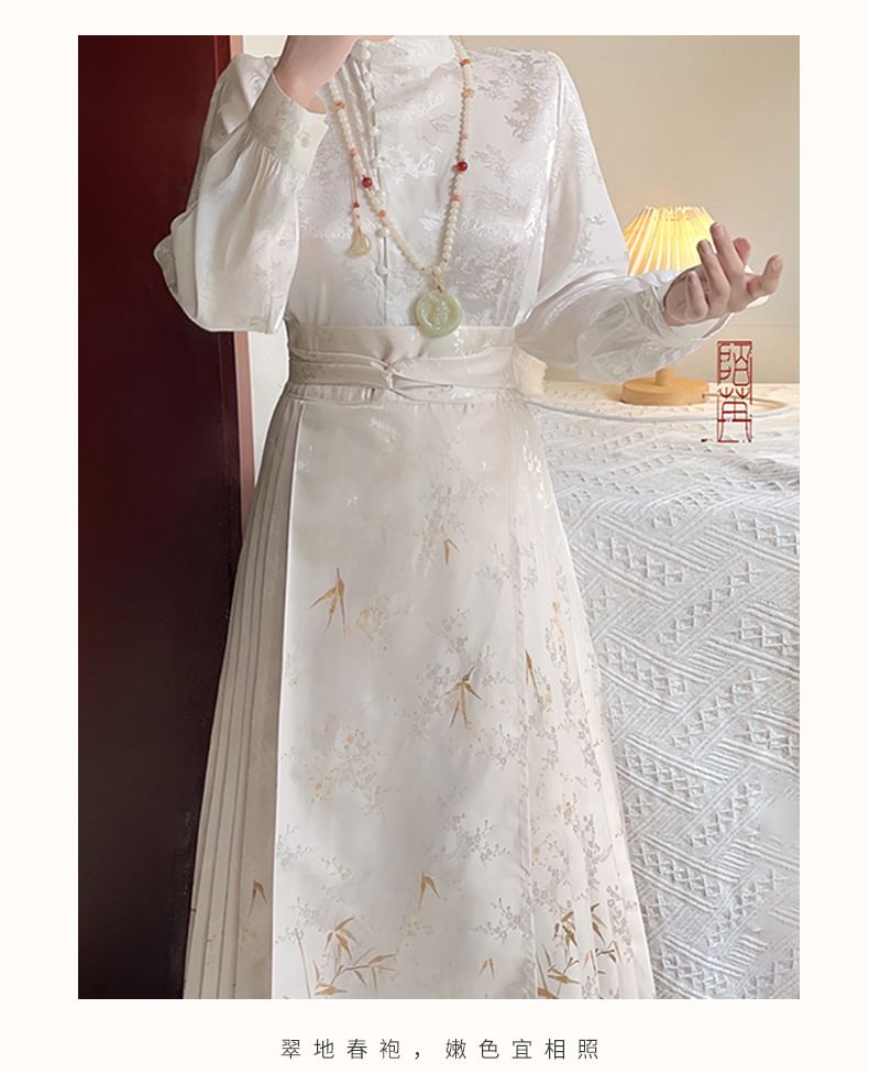 Francoix - Bloemen Hanfu Blouse / Maxi Rok / Set